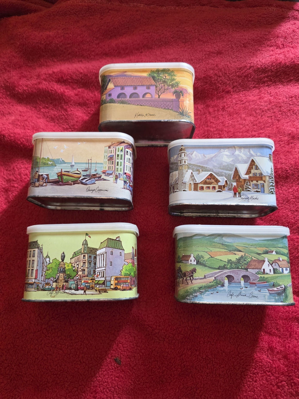 Set of 5 Vintage Tea Tins